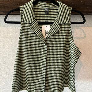Shein Dazy Green Checkered Vest